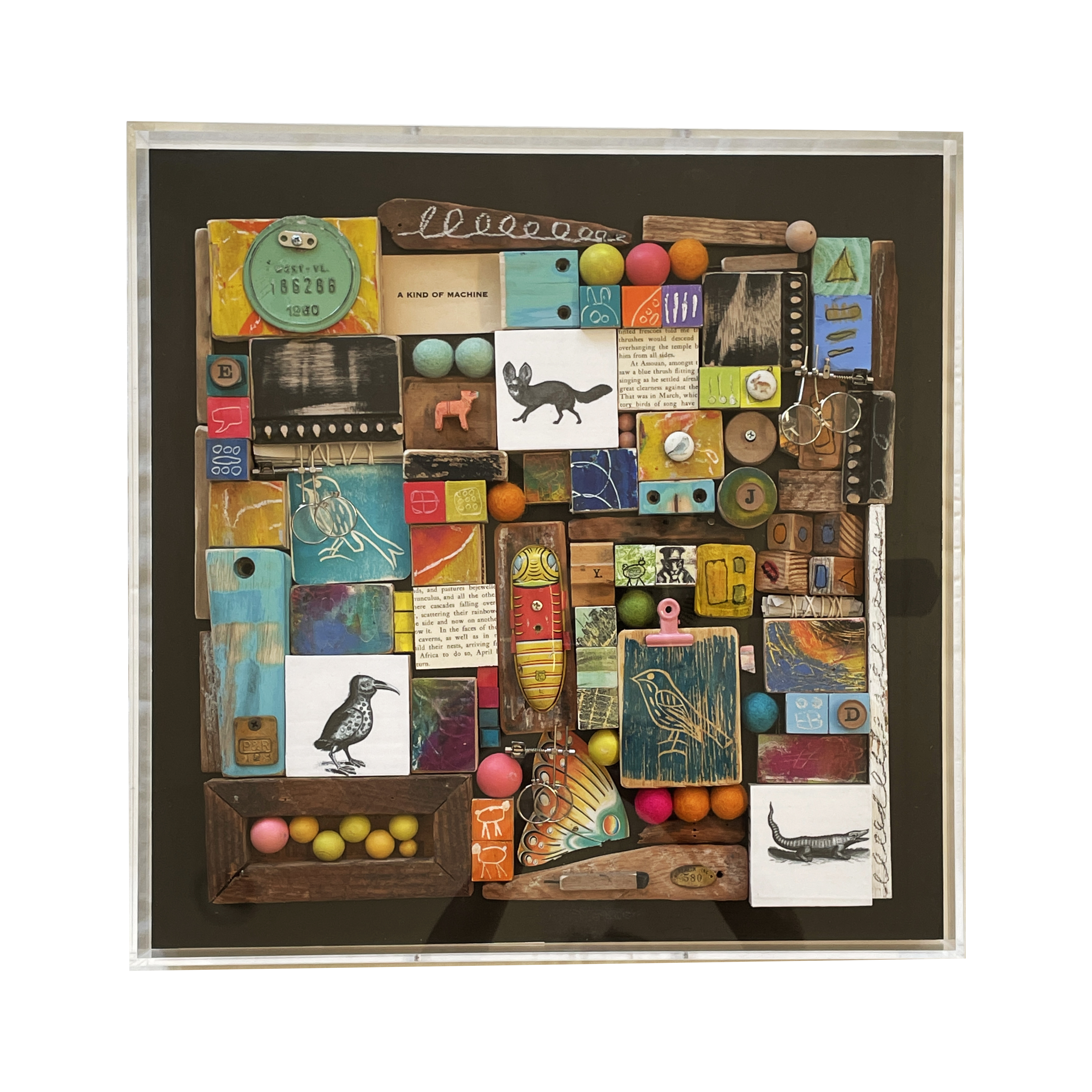 Game Theory #4 (assemblage, 20 by 20 inches, 2021)