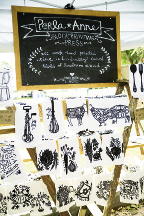 Black-and-white block prints and towels from Perla Anne Press
