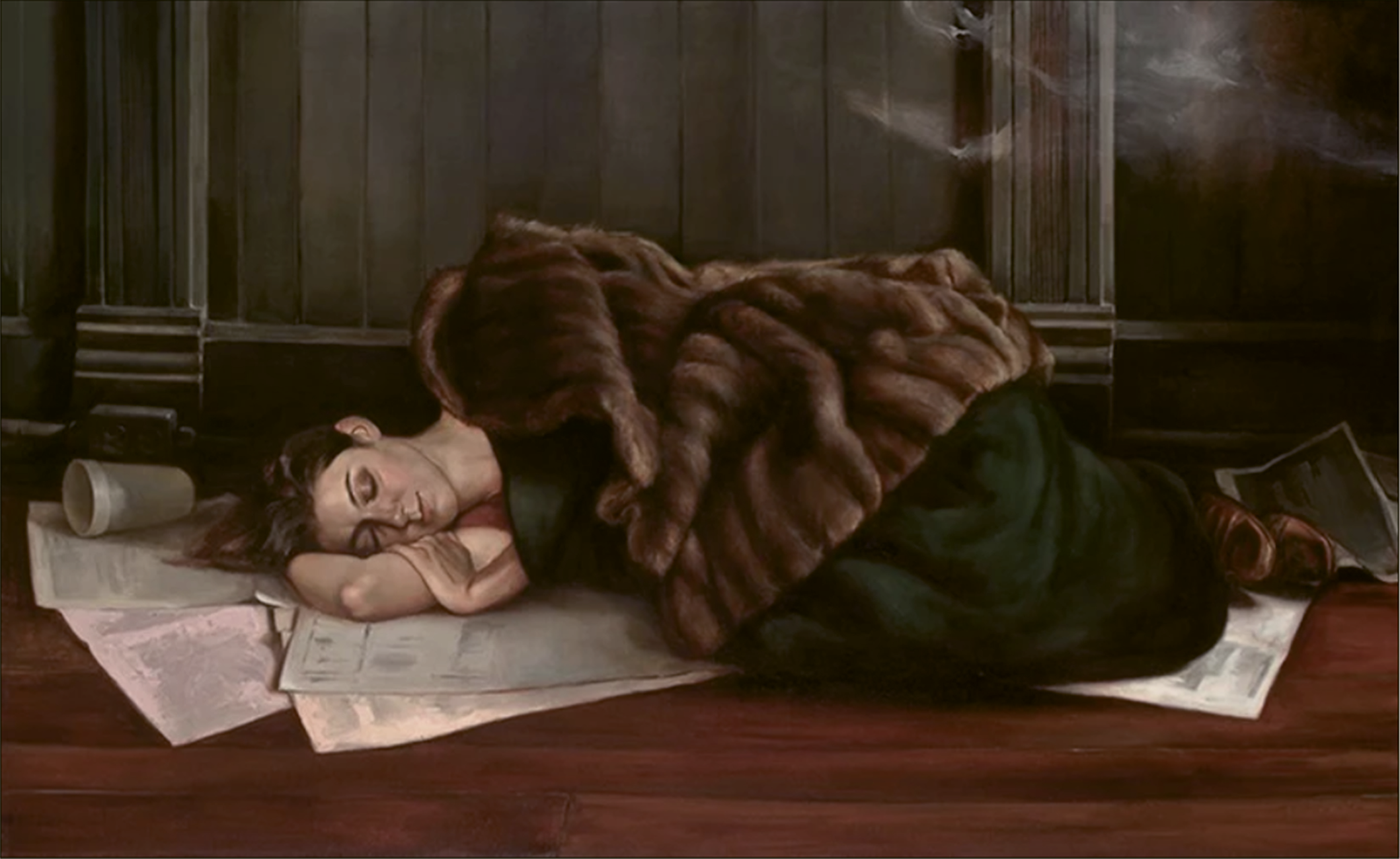 When painting oils, Hooper works “from life,” as “it’s a much richer experience,” she says. “By being present, an essence naturally reveals itself in the drawing or painting.” (Above) Phoenix by Jill Hooper (oil on linen; 36 x 59 inches, 2010)