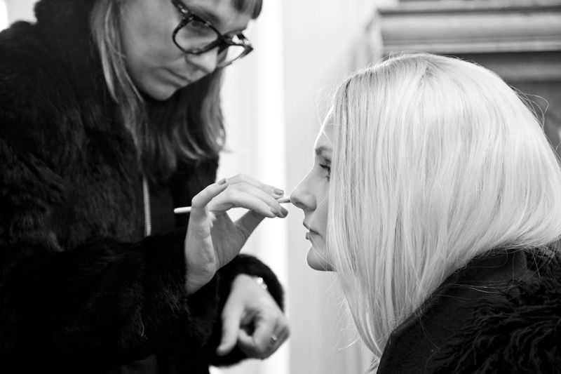First step: makeup by Cheyenne for ArtMix Beauty NY, using Chanel; photo by Mac Kilduff