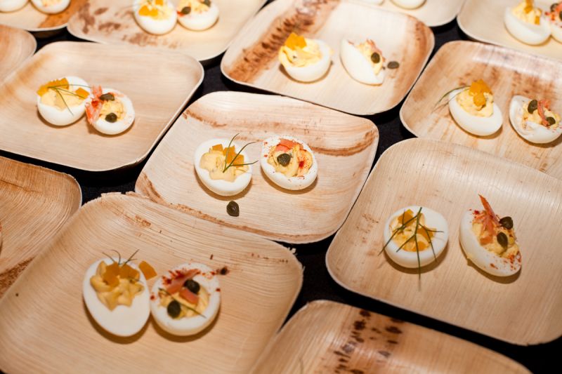 Deviled eggs with smoked salmon and capers were provided by The Granary.