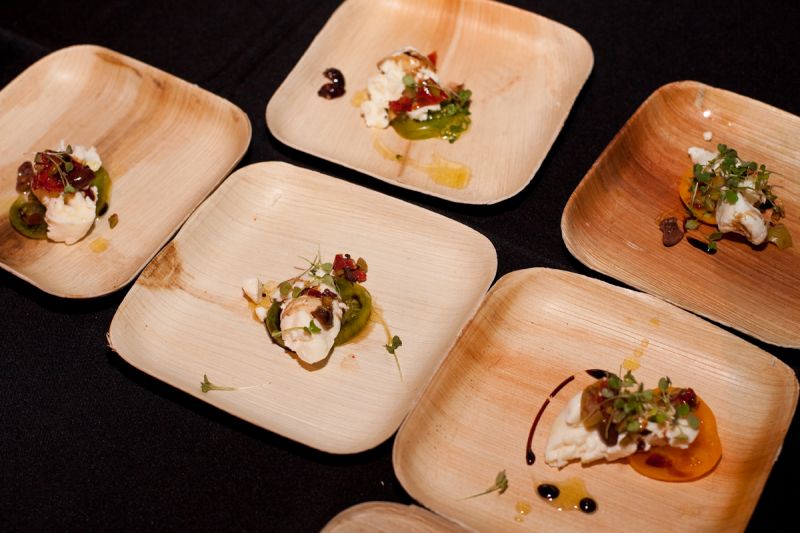 House burrata with marinated olives, micro arugula, saba, sun-dried tomatoes, and 15 year aged balsamic vinegar provided by Vincent Chicos.