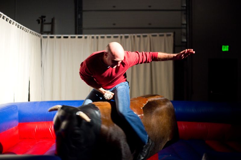Christopher Belig braves the mechanical bull