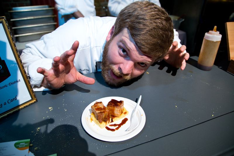 Marriott executive chef, Justin Morris with his cornbread and pork dish.