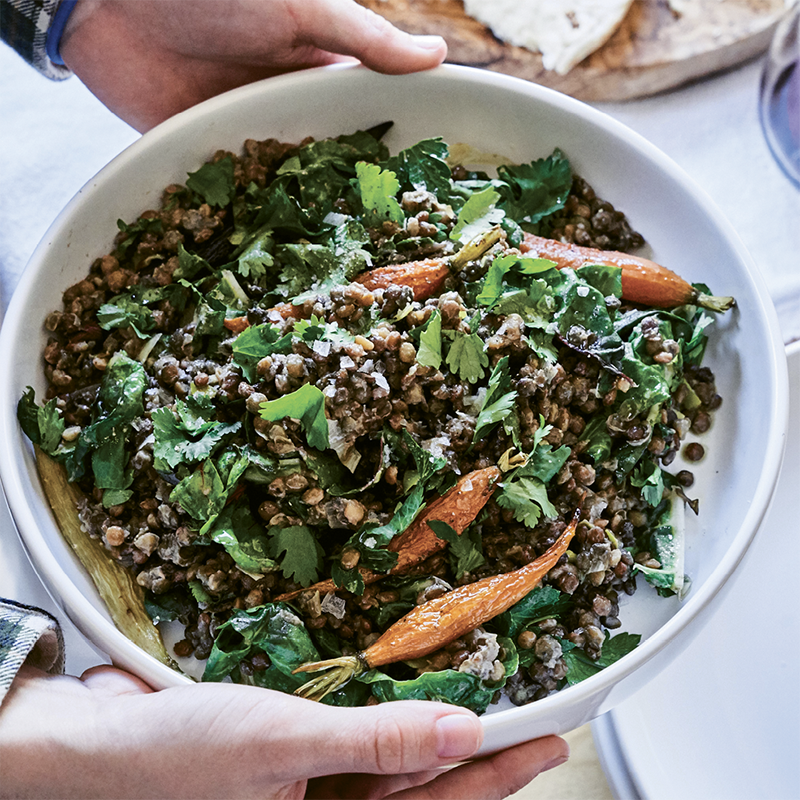 Warm Lentil, Roasted Carrot, &amp; Herb Salad