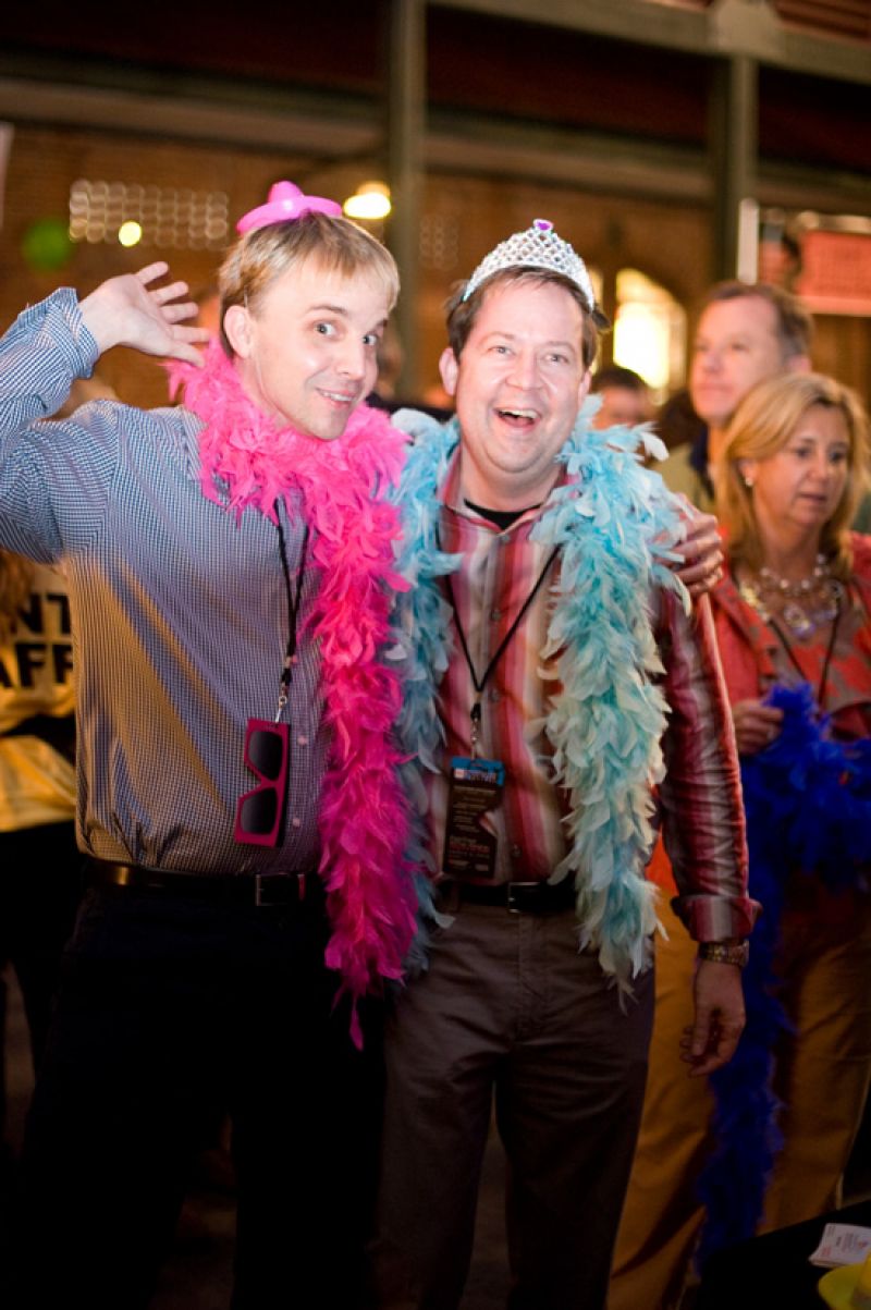 Cheese! Todd Nuhfer and Chris Keith practice their photo booth poses
