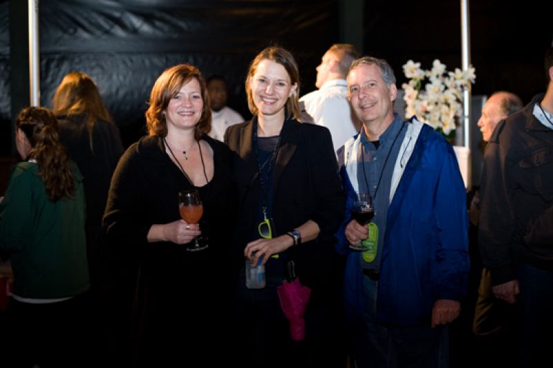 Lisa Brophey, Anja Kelley, and Andrew Rich take a mini break from the scrumptious samples