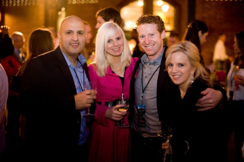 Smiling away, Erin Watson, Matt Taylor, Amy Kassis, and Tony Kassis savor the fete&#039;s offerings