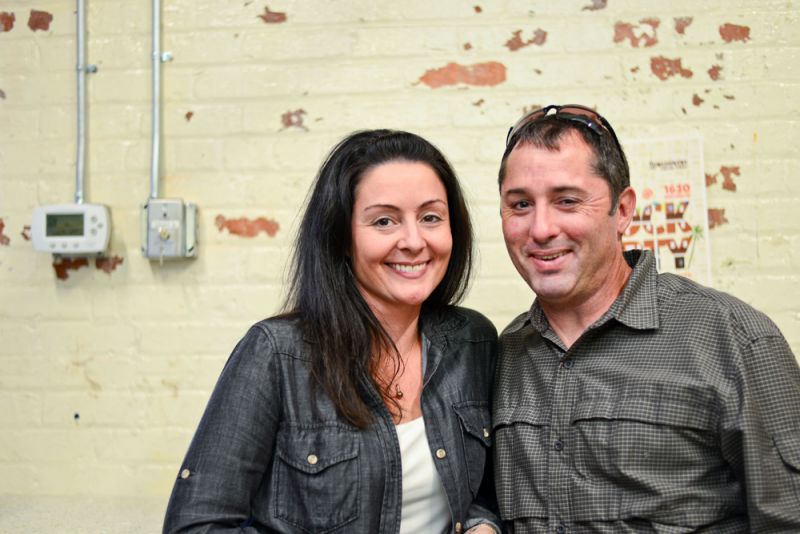 Dawn and Byron Brine posed before hopping on the Maker Tour bus.
