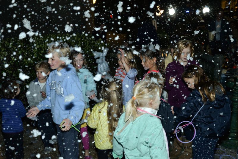 Kids enjoy the bubble machine
