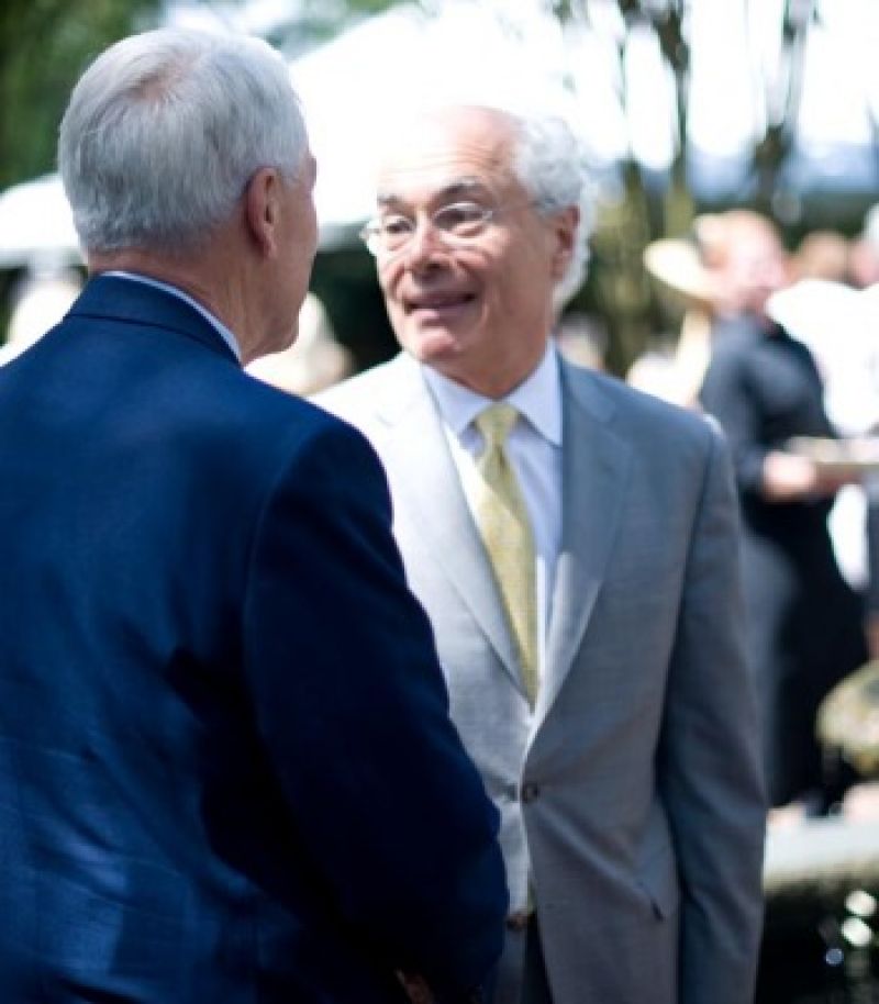 Nigel Redden greets a guest