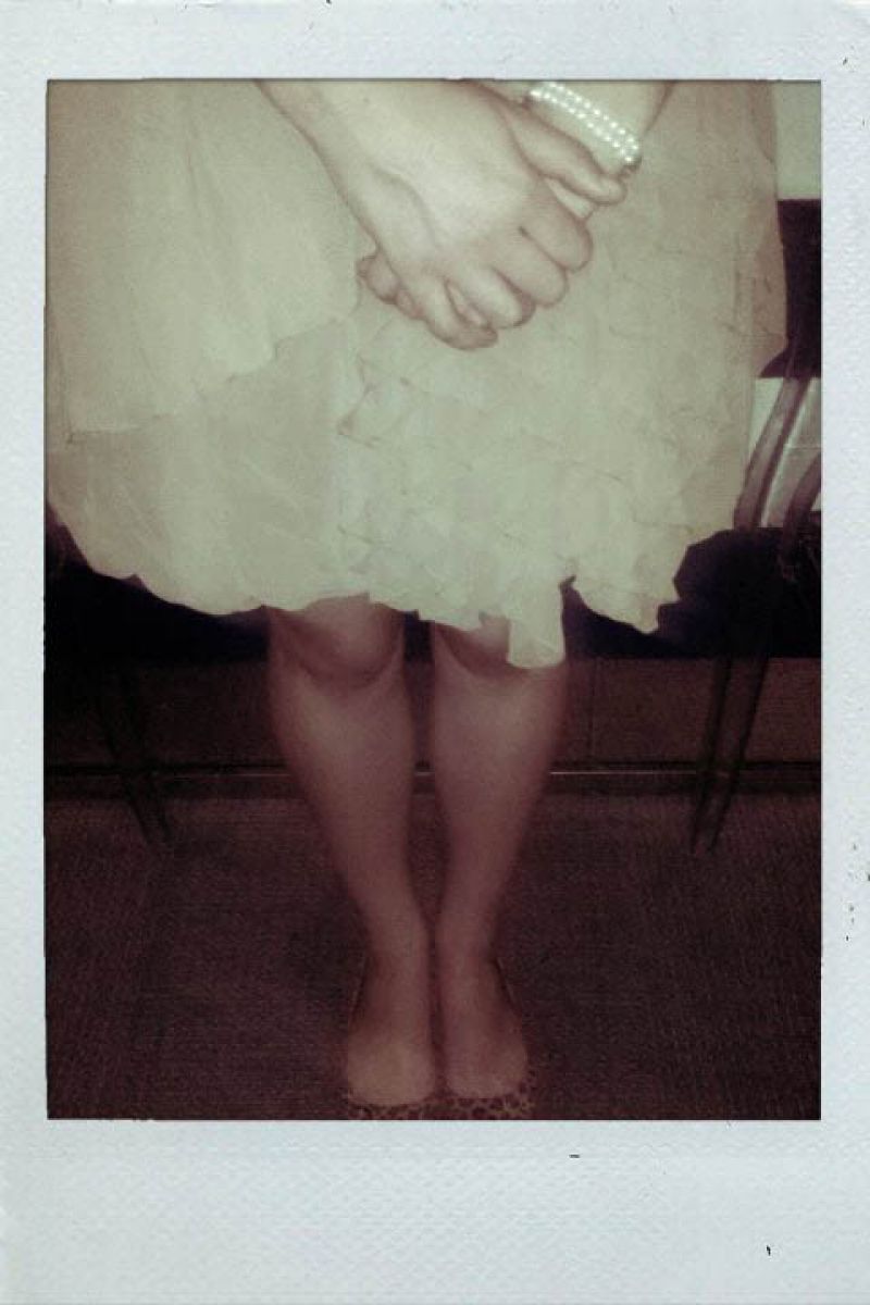 Classic pearl bracelet, ethereal layered dress, leopard flats.