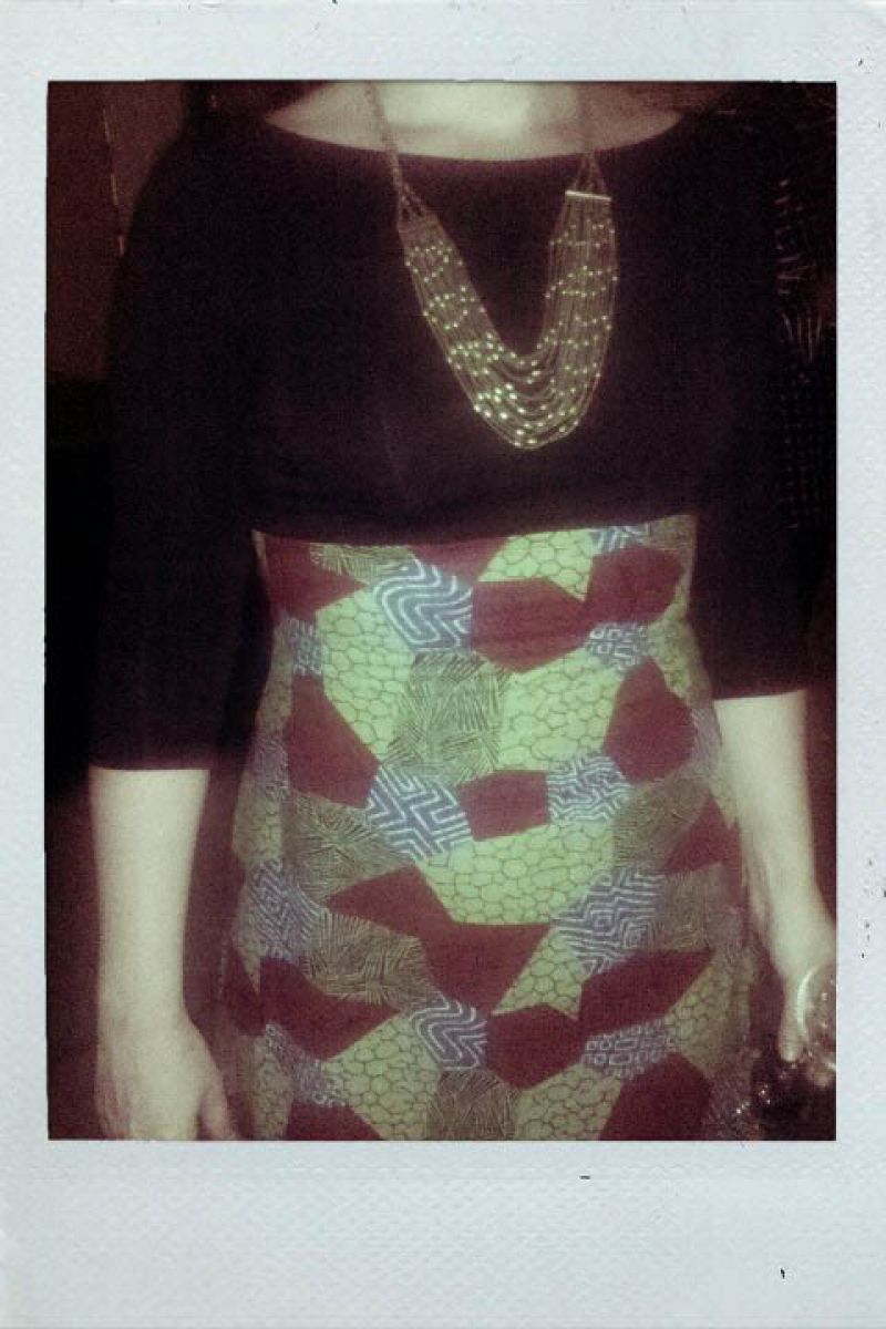 Erika in hi-waisted Parsian skirt.