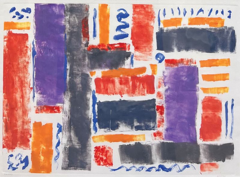 Squared (oil on monotype paper, 26 3/4 x 31 3/4 inches, circa 1998) by Corrie McCallum