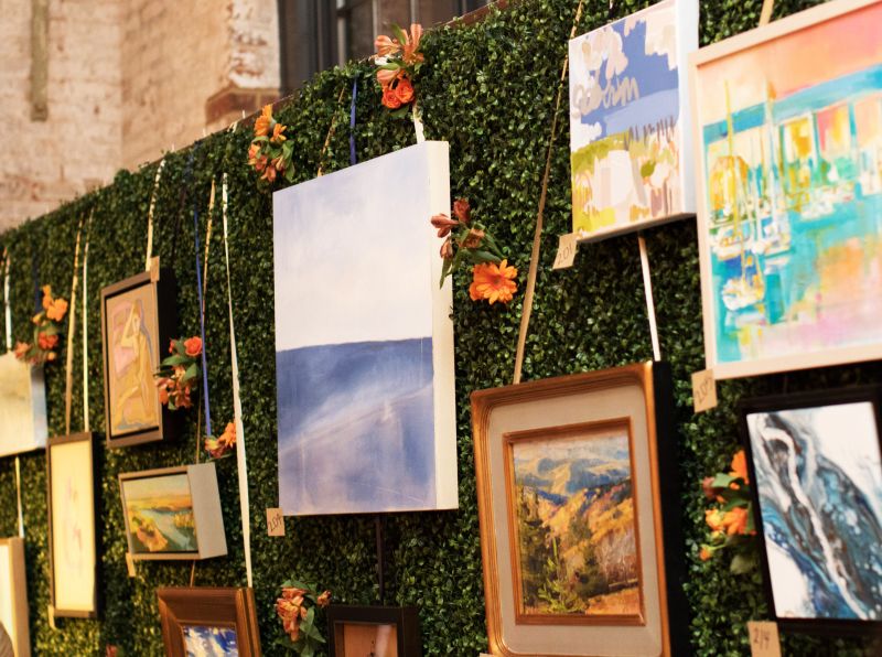 Works from Charleston artists were creatively displayed to be auctioned off.
