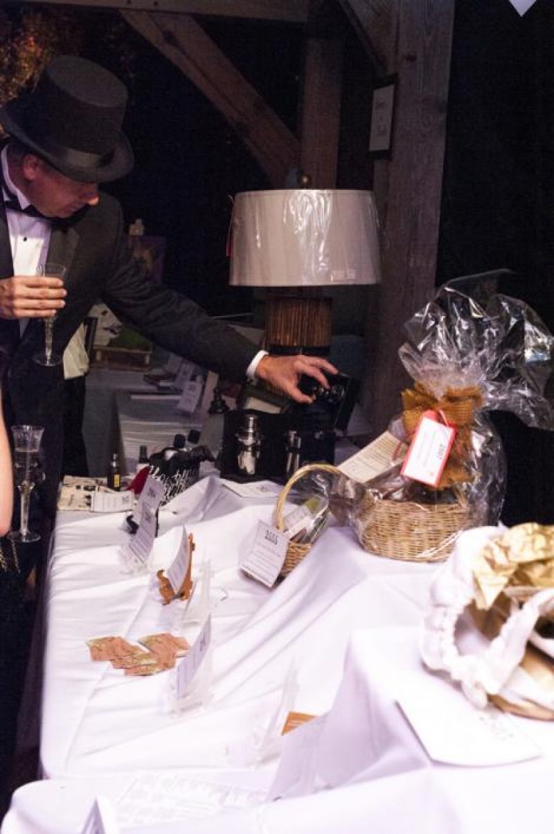 Complimentary champagne and silent auctions items