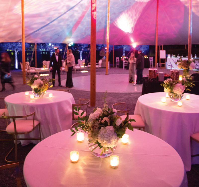 Colorful light projections set the scene for this annual party.